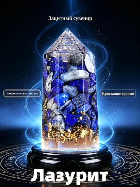 шестигранная колонна из натурального Лазурит 25x50 мм,1 шт, для медитации и гадания, декор дома