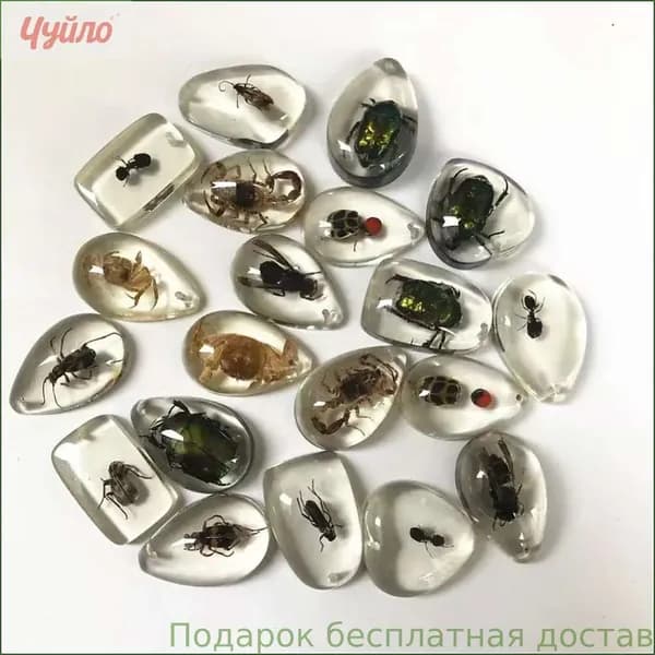 Насекомые в янтаре. 10 штук