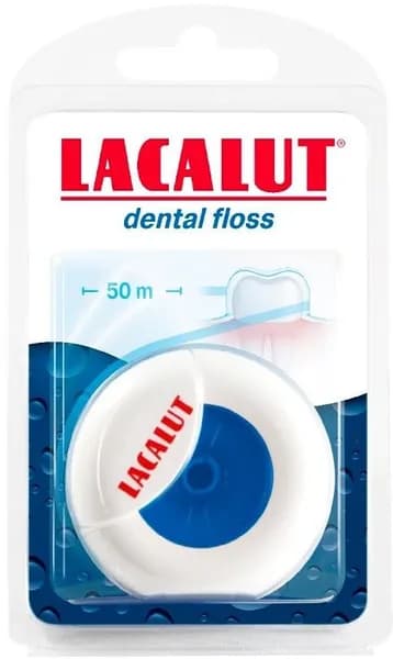 Lacalut Dental Зубная нить объемная вощеная для очищения межзубных промежутков и защиты от кариеса, 50 м