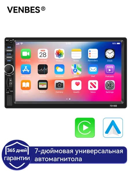 VENBES Устройство головное, диагональ: 7", 2 DIN, 0ГБ/0ГБ