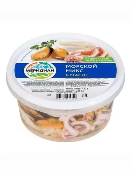 Морской коктейль Меридиан вареный в масле охлажденный 430 г