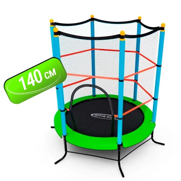 Каркасный батут DFC SMRKIDS 55" с защитной сеткой, для улицы дома, детский спортивный комплекс, манеж диаметр 1.4 м до 45 кг, Зелёный