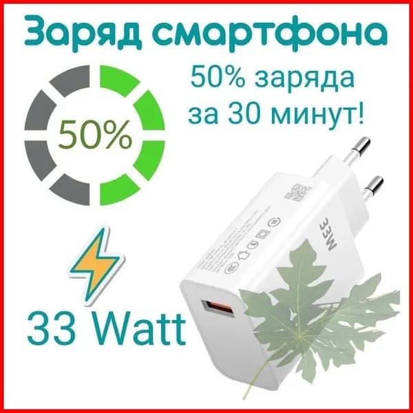 Быстрая зарядка 33 ватт, зарядное устройство для телефона, блок питания адаптер usb