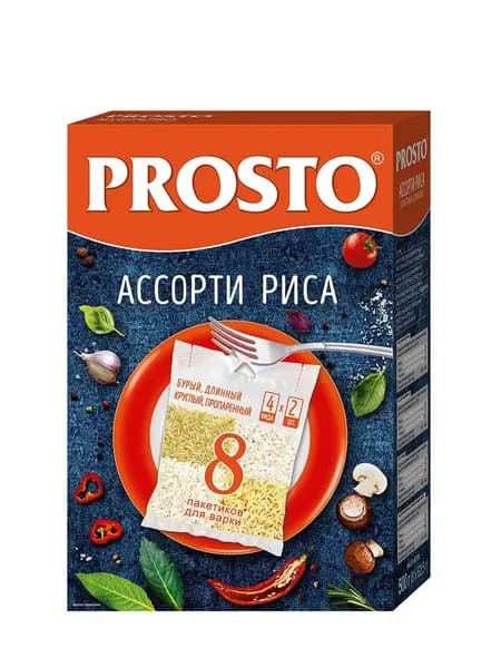 Prosto Ассорти риса: бурый, длинный, круглый, пропаренный, 500 гр
