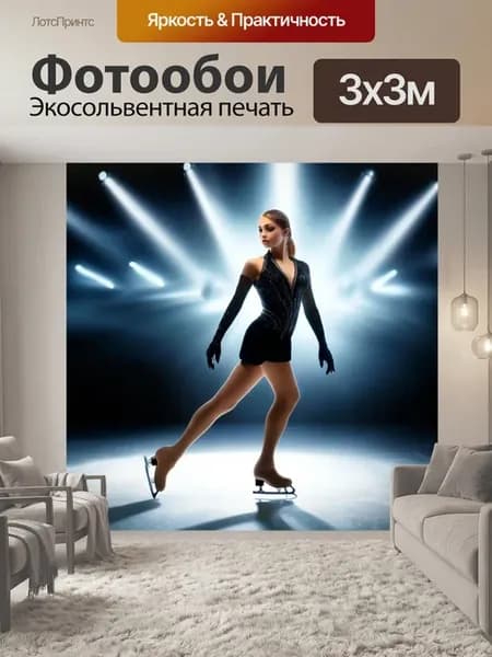 Фотообои "Фигурное катание, девушка в черном." 3x3м