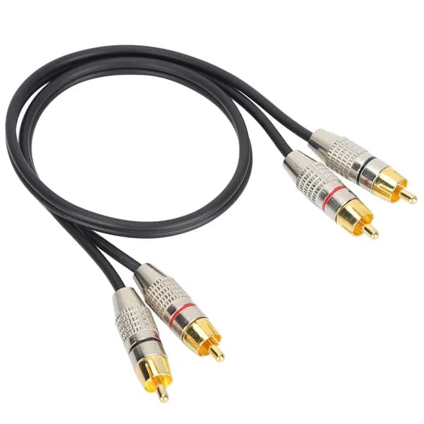 Кабель 2RCA-2RCA для усилителя, черный, 0.5 м, для DVD и HD-плееров