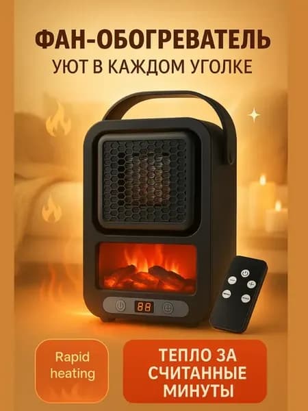 Компактный электрический тепловентилятор с эффектом камина