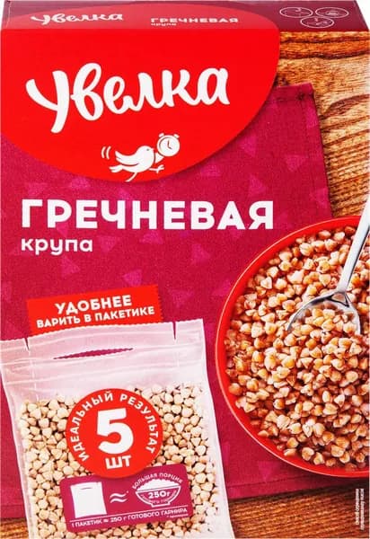 Крупа гречневая УВЕЛКА ядрица в пакетиках Экстра, 5х80г, 400г
