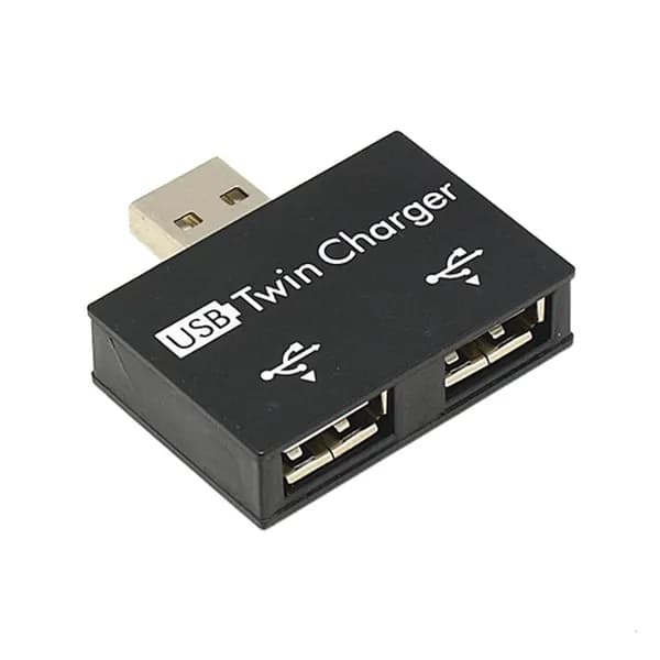 USB-хаб 2 порта зарядное устройство, Черный
