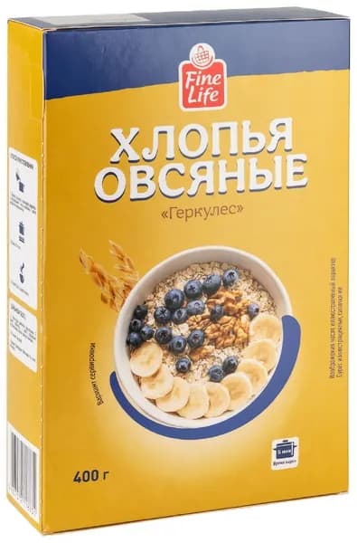 Fine Life Хлопья овсяные быстрого приготовления геркулес, 400 г