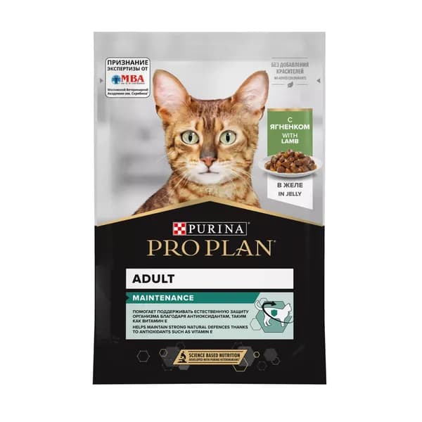 PRO PLAN с ягненком в желе ADULT MAINTENANCE 79925 для взрослых кошек 85 гр