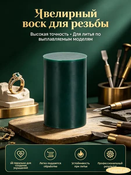 Зелёная восковая модель для гравировки колец и браслетов, круглая сплошная трубка 76 мм для ювелирного литья