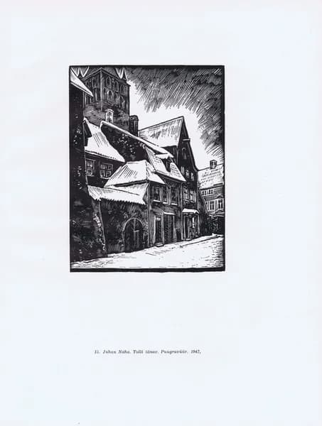 Эстония. Таллин (Таллинн). Улица Толли. Юхан Наха. Антикварная цинкография. СССР, 1959 г.