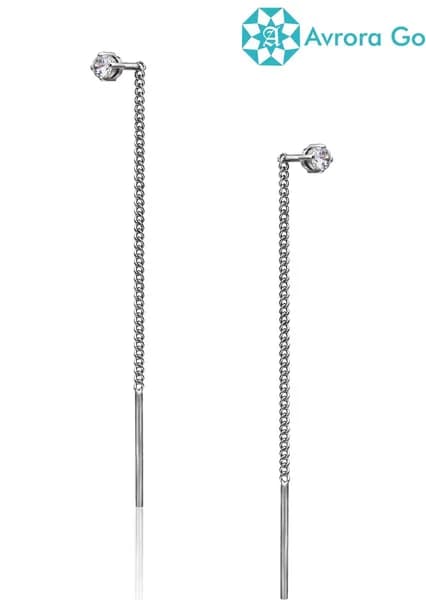 Серьги протяжки серебро 925 с фианитом, AvroraGold