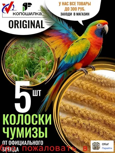 Чумиза для попугаев 5 шт. сенегальское просо лакомство игрушка для птиц и грызунов , урожай 2025 года - КОПОШИЛКА бренд от производителя