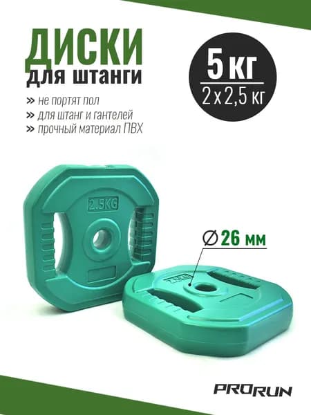 Диски для грифа 2,5 кг х 2 шт набор, блины пластиковые