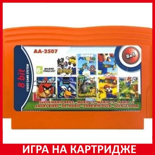 Игра Сборник игр 8 в 1 AA-2507 ANGRY BIRDS DARKWIN DUCK Dr. MARIO MARIO Bros. 8 bit Картридж для денди Английская версия
