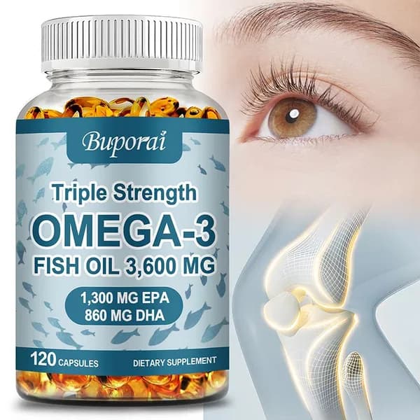 Buporai Triple Strength Omega-3 - 3600 мг, 1300 мг ЭПК и 860 мг ДГК - Способствует поддержанию общего здоровья