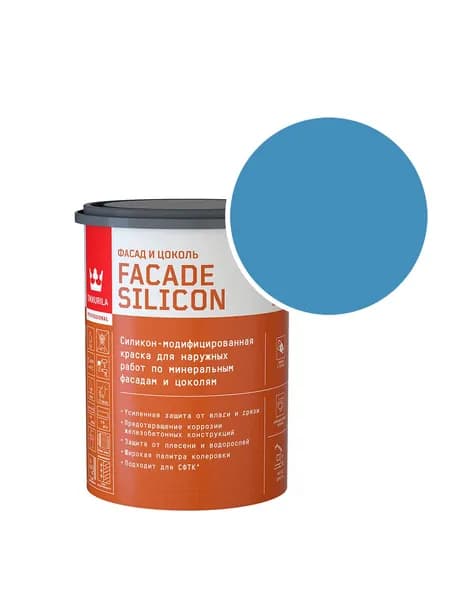 Краска фасадная Tikkurila/Tikkivala Facade Silicon силикон-акриловая RAL 5012 (Голубой - Light blue) 0,9 л