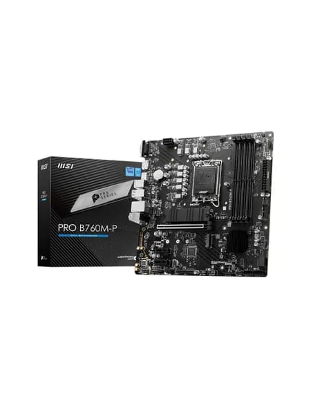 Материнская плата MSI PRO B760M-P (LGA1700, mATX, B760, 4xDDR5, 1xPCI-Ex16, 2xM.2, HDMI+DP+VGA, RTL) (PRO B760M-P)