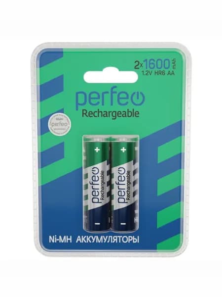 Perfeo Ni-Mh аккумуляторы HR6 AA 1600mAh на пластиковом блистере, 2шт, 1.2V