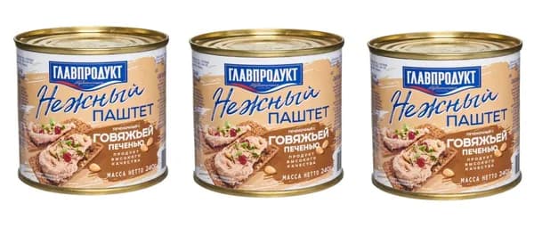 Главпродукт Паштет Нежный из говяжьей печени, 240 г, 3 шт