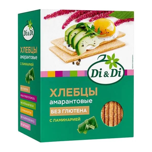 Хлебцы Di&Di Амарантовые с ламинарией без глютена 195г