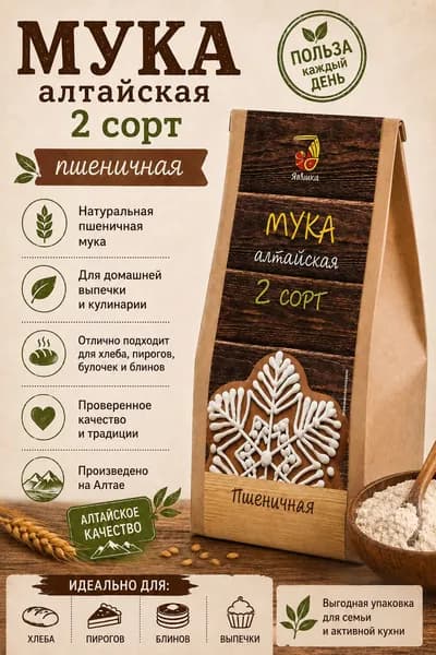 Мука цельнозерновая 2 сорт, 700 г Дивинка