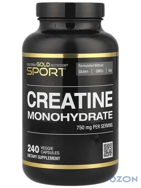 Креатин моногидрат 240 капсул 750 мг Creatine Monohydrate США