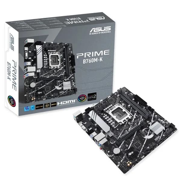 Материнская плата сокет LGA1700, DDR5, Mini-ITX, Intel B760, ASUS PRIME B760M-K, 90MB1FI0-M1EAY0