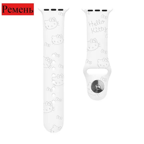 Ремень Hello Kt + мягкий корпус TPU для Apple Watch 45mm 44 41 40 с полной защитой