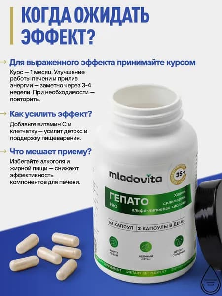 Гепато Про Младовита, поддержания здоровья печени, желчегонное средство, поддержка кишечника,БАД для женщин 35+