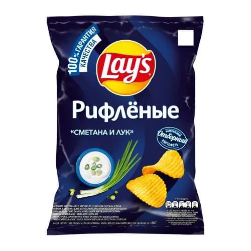 Чипсы Lays Рифлёные Сметана и лук 140г