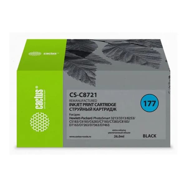Cactus 177 - C8721HE Картридж струйный черный 11,4 мл