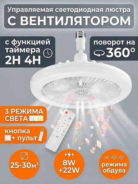 настенный с пультом потолочный вентилятор с освещением
