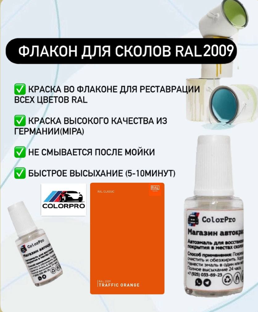 Краска для сколов во флаконе с кисточкой RAL 2009