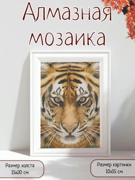 Алмазная мозаика картина стразами Тигр/Размер холста 15х20 см/Размер картинки 10х15 см