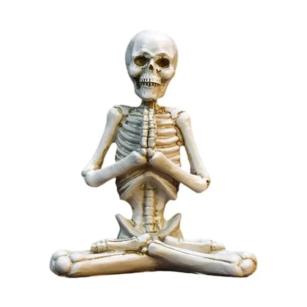 (1 шт.) Декоративная фигурка из смолы в виде йоги-скелета ретро-белый, модель C