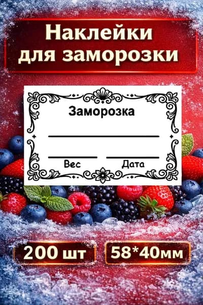 Наклейки для заморозки продуктов 58*40 мм, этикетки для маркировки пакетов и контейнеров, 200 шт