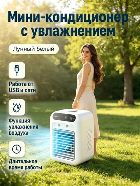 Компактный переносной вентилятор с распылителем влаги