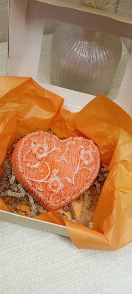 Мыло"Ажурное сердце", оранж, ручной работы.