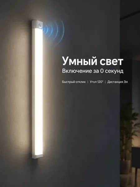 LED светильник с датчиком движения, настенный умный ночник для шкафа, коридора и кухни, свет без поиска выключателя
