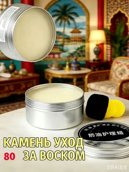 Воск для памятников и уличного камня 80г. Защита гранита и мрамора от мороза, солнца и дождя; полироль для реставрации.