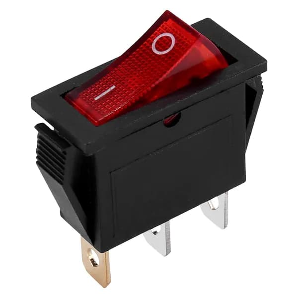 Клавишный переключатель ON OFF Bright Bipolar 28x10mm 250V 15A 3 Terminal RED