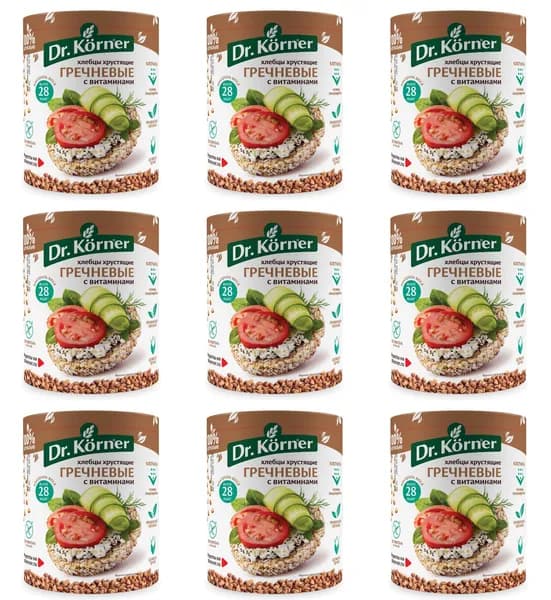 Dr. Korner Хлебцы Гречневые с витаминами, 100 г, 9 шт