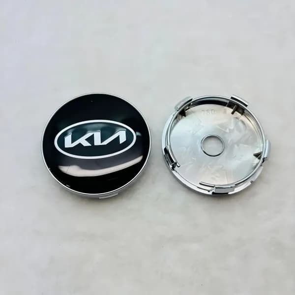 Колпачок ступицы колеса для KIA, 60 мм, черный с серебристой окантовкой и логотипом KN, ABS-пластик