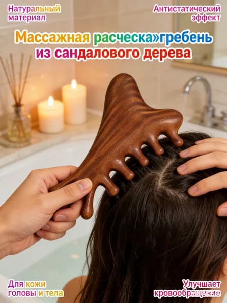 Массажная расческа гребень из сандалового дерева, многофункциональная, массаж Гуаша для головы и тела, антис