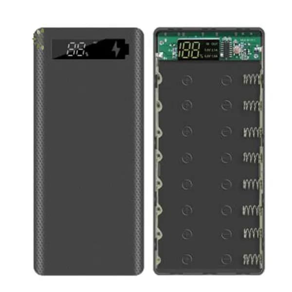 C6(S I A H) Чехол Power Bank 5V Dual USB 8X18650 с цифровым экраном Зарядное устройство совместим мобильного телефона 18650 Держатель батареи-черный