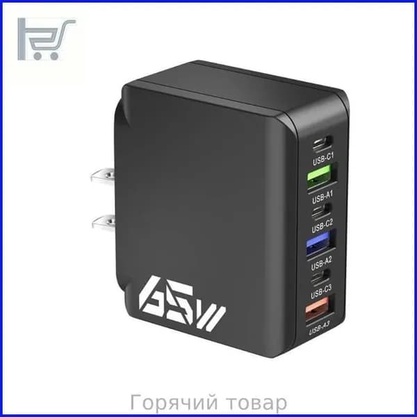 USB Type C, 6 портов, интеллектуальная мощность, настольная зарядная станция с текстурой ABS, Черный - US