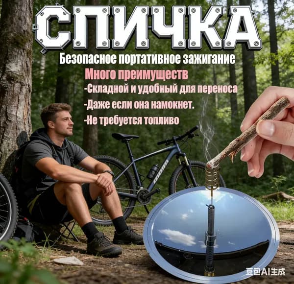 Портативный воспламенитель для кемпинга на открытом воздухе для альпинизма, солнечный прикуриватель, 1pc